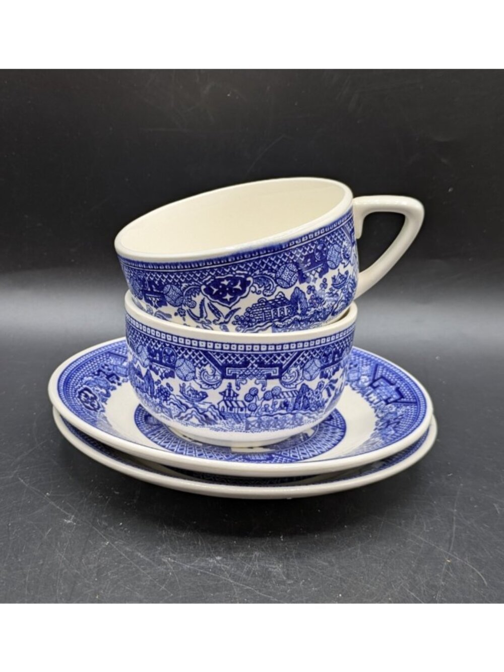 Vintage Blue Willow Ware Tea Coffee Cup and Saucer Set of 2 Royal China